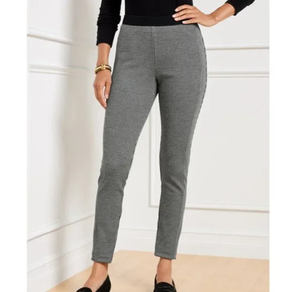 Talbots Soho Leggings - Tiny Houndstooth in Black and White - Picture 2 of 5